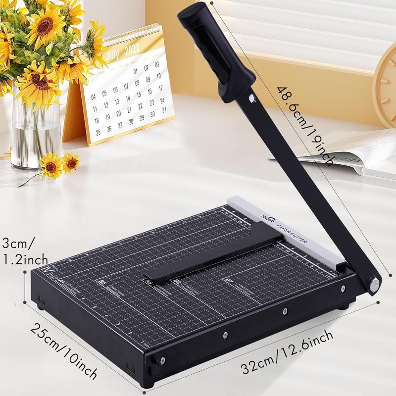 ISDIR 12-Inch Guillotine Paper Cutter, 12 Sheet Capacity, Blade Lock & Magnetic Guide, Heavy-Duty Metal Base for Precision Cutting of Cardstock, Photos, and Crafts - Ideal for Home & Office - Image 3